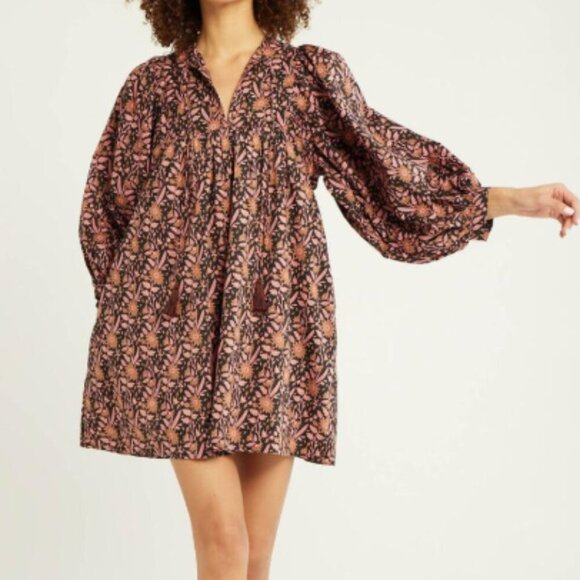 Tuckernuck | Mille Resort Daisy Dress Fiore Popover Tie Neck Mini Dress Size S - Picture 2 of 12